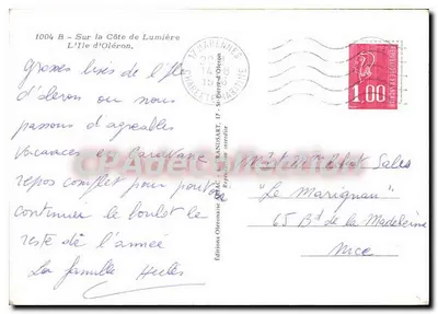 Eiland Oléron — Illustratieve ansichtkaart — Uitgave ARJAC, n°1004 B — Achterkant