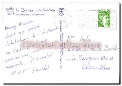 Rion — Vista geral — Ed. A. Rion, série 'la Corse inoubliable' — Verso
