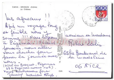 Zamek Grignan — fasada francuska z XVII wieku — Wydawnictwo J. Cellard — Rewers
