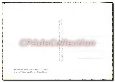 L'Aven Armand — Les Chaux Fleurs — Gorges do Tarn — Foto das Cartas Postais APA — POUX — Albi — Verso