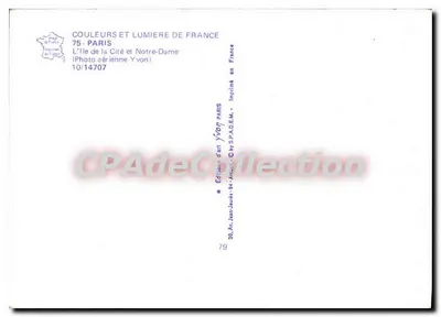 Notre-Dame w Paryżu — widok z lotu — Wydawnictwo Sztuki Yvon, nr 10/14707 — Rewers