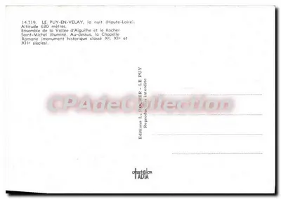 Le Puy-en-Velay — la nuit (Haute-Loire) — Éditions L. Rocher — Verso