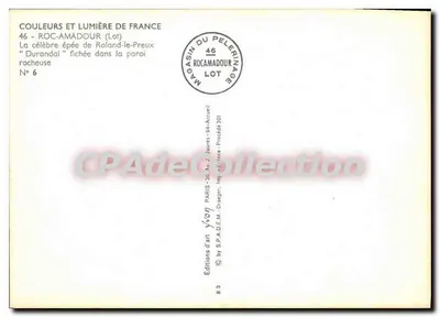 Sword of Roland-le-Preux — Durandal embedded in the rocky wall — Éditions d'art Yvon, n°6 — Back