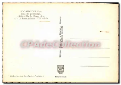 Roc-Amadour (Lot) — Porte Salmon — éditeur Méxichrome, n°11 — Verso