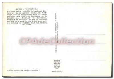 Rudelle (Lot) — zabytkowa świątynia z XIII wieku — Editions Mexichrome, n° 46/222 — Rewers