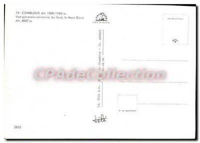 Combloux — Ogólny lotniczy widok. W tle, Mont-Blanc — Wyd. TELE S.A. - 74 - Annecy — Rewers