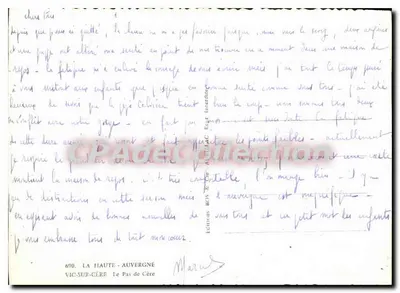 O Passo de Cère — Vic-sur-Cère, Alta Auvergne — editor Leblanc Bons & Cie, n°690 — Verso