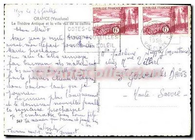Stary Teatr w Orange — widok z lotu — wydawca Rella, nr 549 — Rewers
