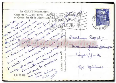Cruz de N.D. de las Puertas — Gran Pic de la Meije — Ediciones de Arte Francesa — Reverso