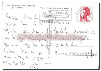 Monte-Santo-Michel — pôr do sol — ArtAUD Frères Éditeurs n°233 — Verso