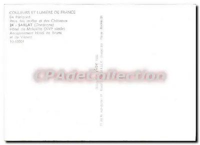 Sarlat-la-Canéda — Hôtel de Maleville (XVIe siècle) — éditeur Juvon — Verso