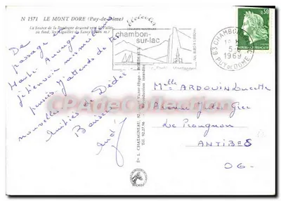 Źródło Dordonży — Puy-de-Dôme — Wydawca L. Chatagneau, nr 1571 — Rewers