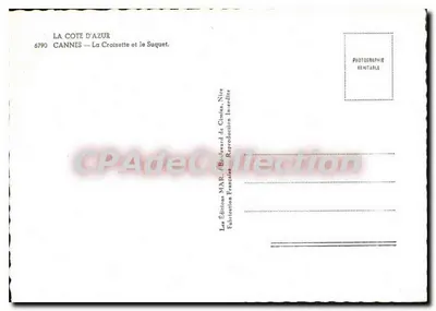 Cannes — La Croisette e o Suquet — Éditions MAR, Nice — Verso