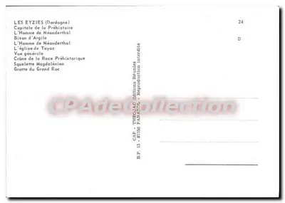 Les Eyzies — Capital da Pré-História — CAF - THBOJAC Éditions PANAZOL — Verso