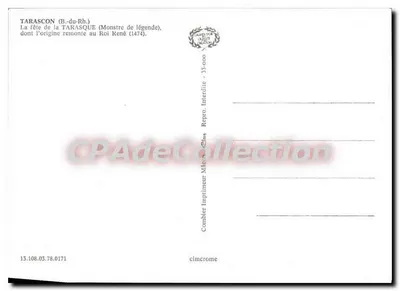 Tarascon — Festa da Tarasque — Impressor Combier — Verso