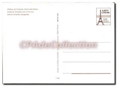 Zamek w Versailles — Galeria Srebrnych Ścian — Wydawnictwo Alfred Ziethen, nr V 506 — Rewers