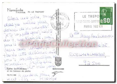 Le Treport — Katedra św. Jakuba i łodzie rybackie — Wydawnictwo MEXICHROME — Rewers
