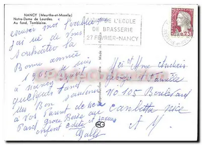 Nancy — Notre-Dame de Lourdes — Antieke ansichtkaart de Collection — Achterkant