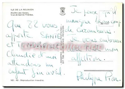 Rivière des Galets — Vue de Sainte-Thérèse — SOGEPRO (Christian Fontaine) - Réunion — Verso