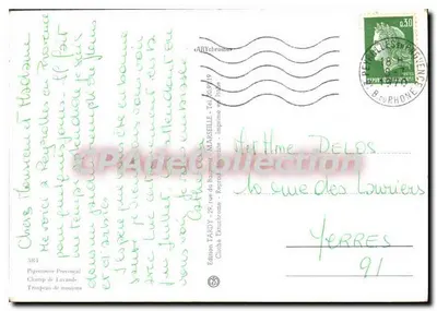 La Provence — Lavendellandschaft, Dorf, Zikade und Schafherde — Edition Tardy — Rückseite