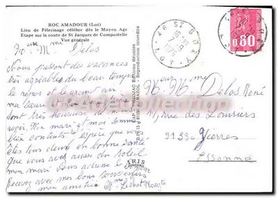 Roc Amadour (Lot) — vue générale du village perché sur falaise — Éditions Théo Jac - Reproduction Réunies — Verso