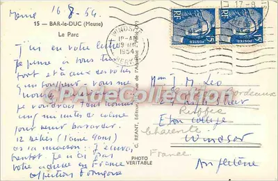 Park w Bar-le-Duc — widok kanału — wydawca G. REANT, nr 15 — Rewers