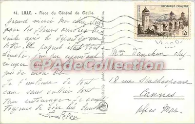 Plaats van de Generaal de Gaulle — Lille — uitgever CPADeCollection, n°41 — Achterkant