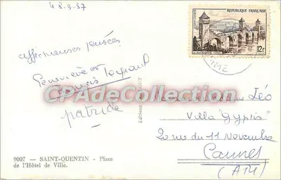 Place de l'Hôtel de Ville em Saint-Quentin — editor Editions de l'AGNY, n° 9007 — Verso