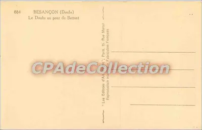 Besançon (Doubs) — O rio Doubs no ponte de Battant — Les Éditions d'Art W.N., Paris — Verso