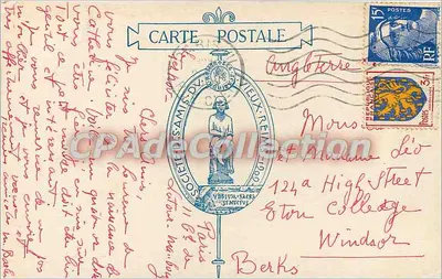 Zachowane ruiny starej budowli — ulica Dieu-Lumière 14 i 16, Reims — Fototyp J. Bienneaime, Cliché L. Doucet, n°128 — Rewers
