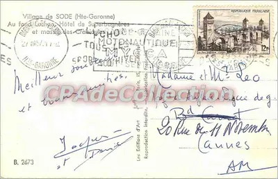 Dorpje SODE (Hte-Garonne) — In de verte, Luchon, Hotel de Superbagnères en massief Crachiques — Le Éditions d'Art — Achterkant