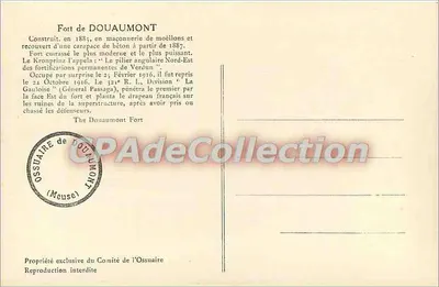Fort Douaumont — Widok z miejsca po bitwie — Ossuaire de Douaumont — Rewers