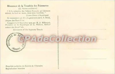 Monumento della Tranchée des Paionnettes — A. Ventre architetto — Ossuario di Douaumont — Verso