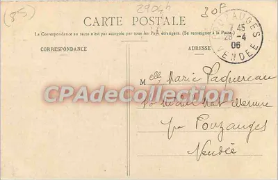 La CHATAIGNERAIE - O Castelo Bailly du Pont — Coleção A. Robin, Fontenay-la-Côte, n° 01542 — Verso