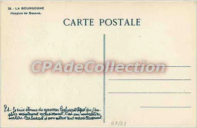 Hospicio de Beaune — La Borgoña — Tarjeta postal n°38 — Reverso