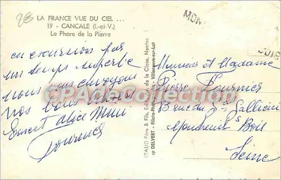 O Farol da Pedra — Cancale (Il.-et-V.) — Edição Delvert, Nantes — Verso