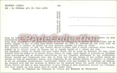 Castelo de Busset — Allier — editor Combier Imp. Macon — Verso