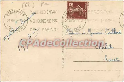 Berck-Plage - El Faro — tarjeta postal n°42 — Reverso