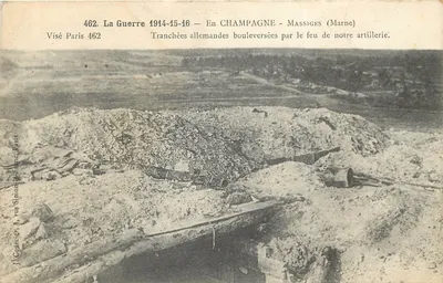 Trincheiras alemãs destruídas — Champagne, Massiges (Marne) — J. Courcier, 8, rua Simon-Le-Franc, Paris
