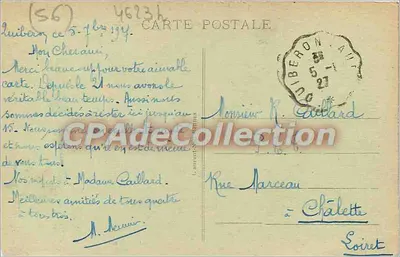 Presqu'île de Quiberon - A Costa Selvagem — editor desconhecido, n° 3717 — Verso