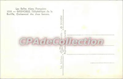 Grenoble — Teleférico de la Bastilla, cruce de las dos cabinas — Ediciones SPADEM, n° 1018 — Reverso