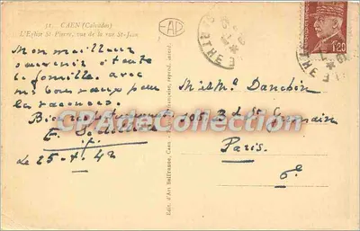 Caen - Vista della rue St-Jean — Chiesa di St-Pierre — Ed. d'Art Haïtien, n°31 — Verso