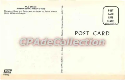 Escritório Moravan — atribuído ao carpinteiro Johannes Krause — editor Old Salem, Inc. — Verso