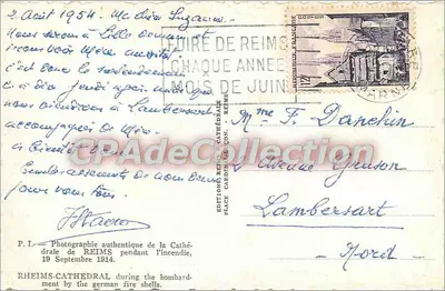 Cattedrale di Reims — incendio — Edizioni Reims, n° 19 — Verso