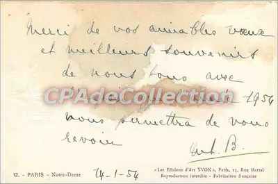 Nossa Senhora de Paris — vista da catedral — Les Editions d'Art YVON, n°12 — Verso