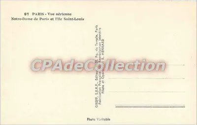 Paris - Vue aérienne Notre-Dame et l'Île Saint-Louis — GREFF, S.E.R.P. Éditeur, Paris — Verso