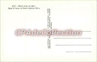 सेंट-वेरान चर्च - पोर्च - उतेल (ए-एम) ऊंचाई 800 मीटर - प्रकाशक: फ्रांसीसी एडिशन, बुलेवार्ड डी सिमीज़, निस — पीछे