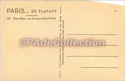 巴黎圣母院 — 从René-Viviani广场的视角 — Éditions d'Art Yvon, 巴黎 — 背面