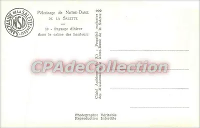 Pèlerinage de Notre-Dame de la Salette — Paysage d'hiver dans le calme des hauteurs — Sanctuaire de la Salette — Verso