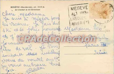Mégeve (Haute-Savoie) — campanile e il Christonne — editore sconosciuto — Verso